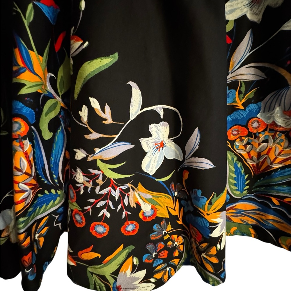 Eva Rose Black Floral V-Neck Fit & Flare 100% Cotton Retro Garden Party dress - Picture 4 of 15